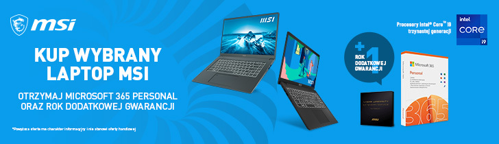 Laptopy MSI z wydłużoną gwarancją i Microsoft 365