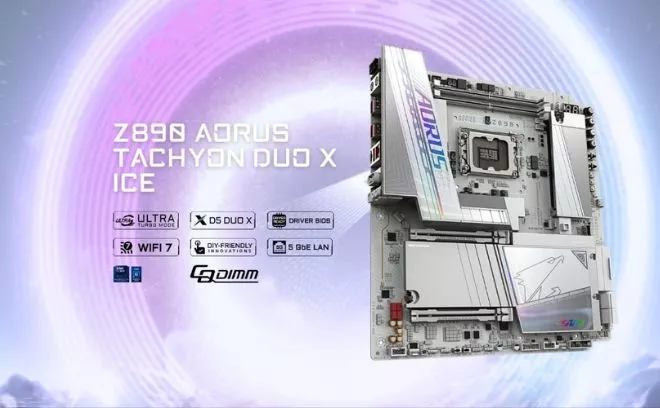 Gigabyte Z890 AORUS TACHYON DUO X ICE z obsługą DDR5 do 10400 MT/s