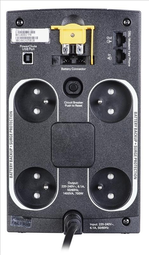 Zdjęcie produktu: APC BX1400U-FR Back-UPS 1400VA, 230V, AVR, FR/PL