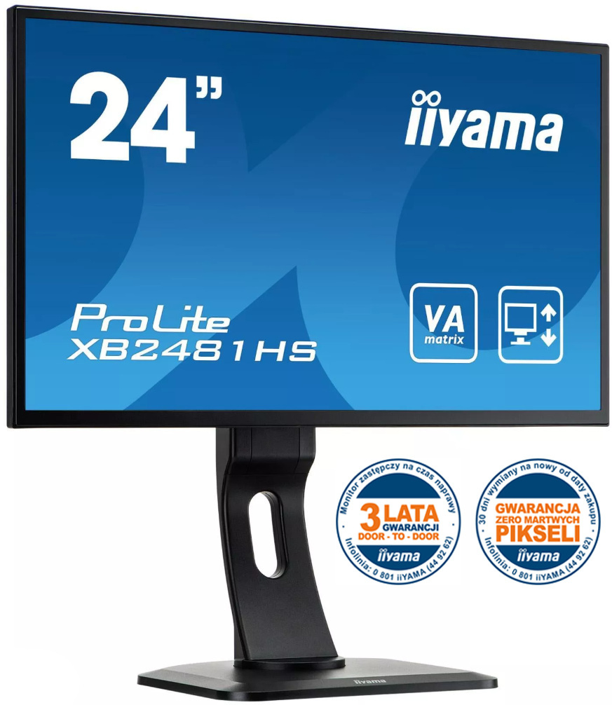 iiyama ProLite XB2481HS-B1 24" FHD VA PIVOT 6ms - z gwarancją iiyama 3 lata iiyama ProLite XB2481HS-B1 24" FHD VA PIVOT 6ms - z gwarancją iiyama 3 lata