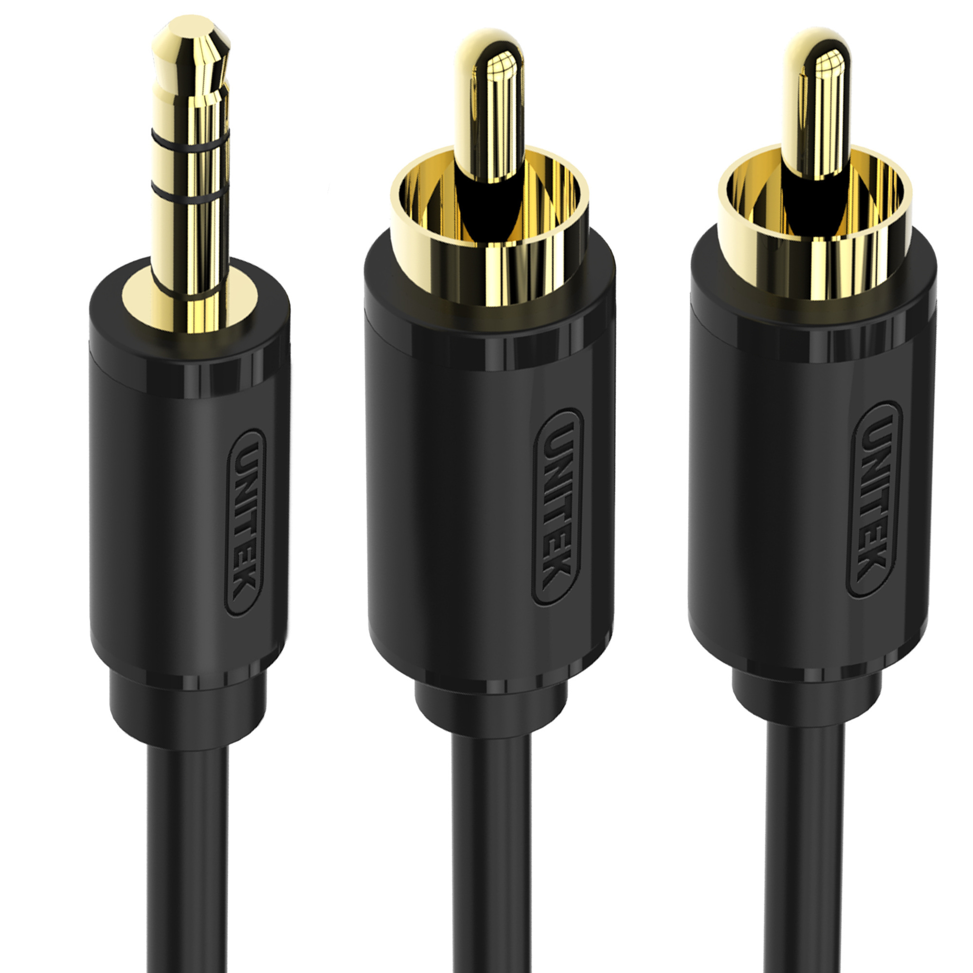 Unitek Przewód miniJack 3,5mm (M)- 2x RCA (M) GOLD 1,5m (Y-C938BK)