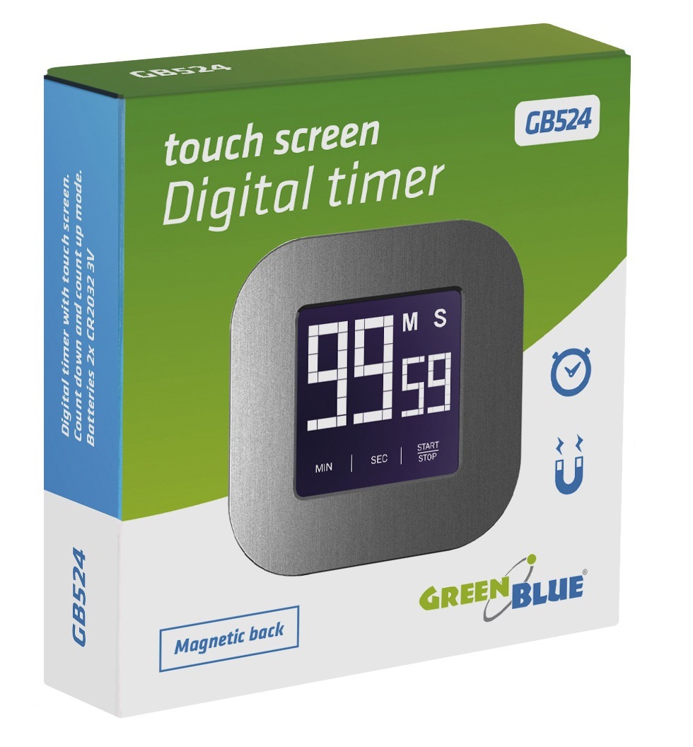 Cyfrowy timer GreenBlue GB524, stoper minutnik magnetyczny, ekran dotykowy Cyfrowy timer GreenBlue GB524, stoper minutnik magnetyczny, ekran dotykowy