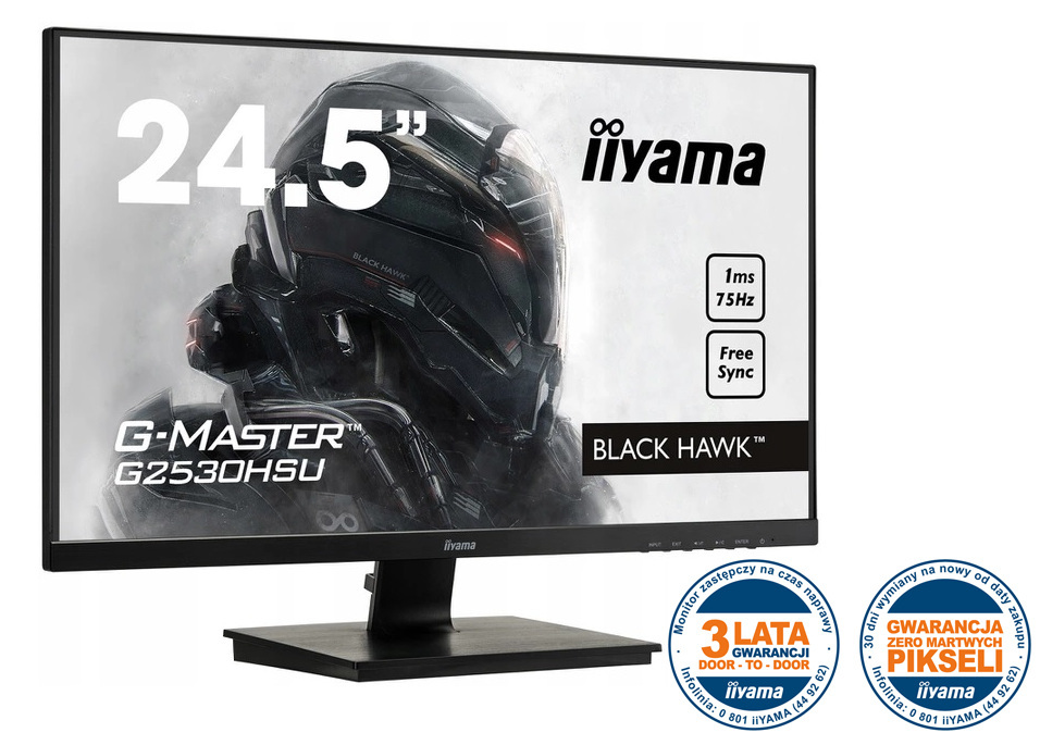 iiyama G-Master G2530HSU-B1 Black Hawk 24,5" FHD 1ms 75Hz FreeSync - z gwarancją iiyama 3 lata - zero martwych pikseli 30 dni