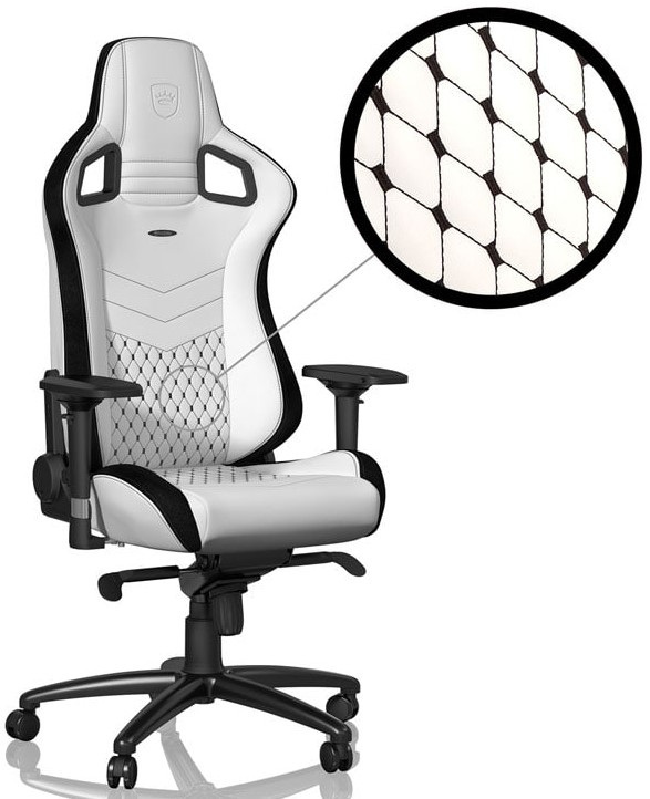 noblechairs EPIC, biały, czarne obszycie