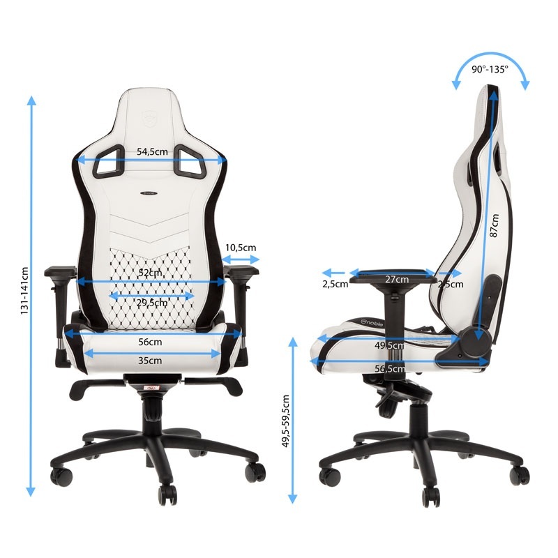 noblechairs EPIC, biały, czarne obszycie