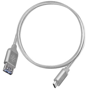 Miniatura produktu: Silverstone SST-CPU05S-500 obustronny kabel USB Type-C do USB Type-A pokryty nylonem, wytrzymały, 0.5m, srebrny