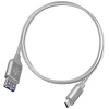 Silverstone SST-CPU05S-500 obustronny kabel USB Type-C do USB Type-A pokryty nylonem, wytrzymały, 0.5m, srebrny