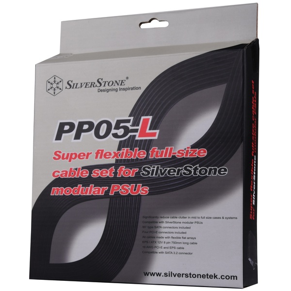 Zdjęcie produktu: Silverstone SST-PP05-L, krótki zestaw płaskich przewodów dla zasilaczy Silverstone