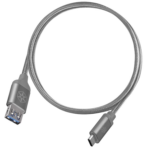 Silverstone SST-CPU05C-500 obustronny kabel USB Type-C do USB Type-A pokryty nylonem, wytrzymały, 0.5m, grafitowy