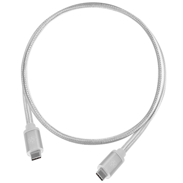 Zdjęcie produktu: Silverstone SST-CPU06S-1000 obustronny kabel USB 3.1 Gen2 Type-C do USB Type-C pokryty nylonem, wytrzymały, 1.0m, srebrny