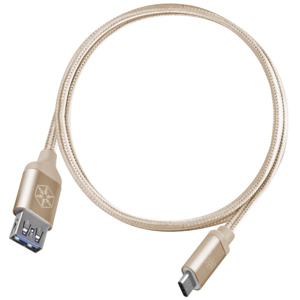 Zdjęcie produktu: Silverstone SST-CPU05G-500 obustronny kabel USB Type-C do USB Type-A pokryty nylonem, wytrzymały, 0.5m, złoty
