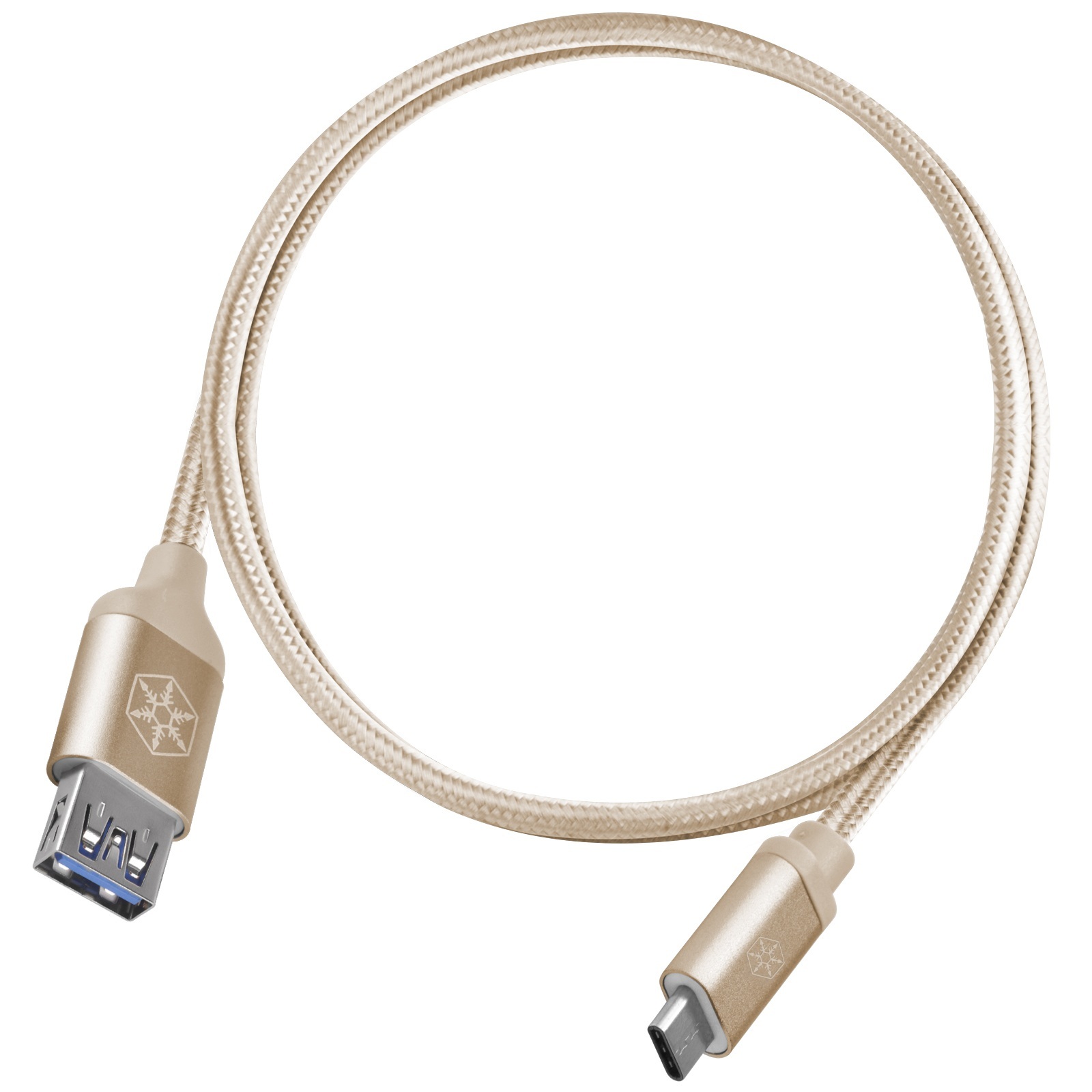 Silverstone SST-CPU05G-500 obustronny kabel USB Type-C do USB Type-A pokryty nylonem, wytrzymały, 0.5m, złoty