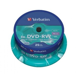 Miniatura produktu: Verbatim DVD-RW 4,7GB x4 25szt Cake Miniatura produktu: Verbatim DVD-RW 4,7GB x4 25szt Cake