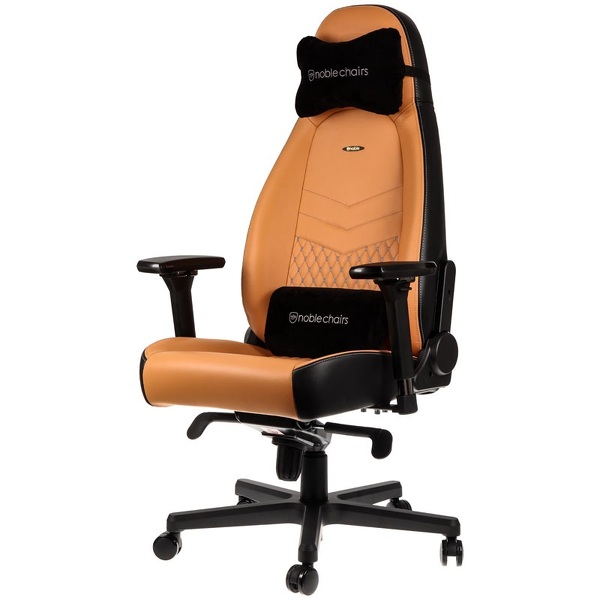 Zdjęcie produktu: Fotel noblechairs ICON, naturalna skóra, koniakowy / czarny, szare obszycie, NBL-ICN-RL-CBK