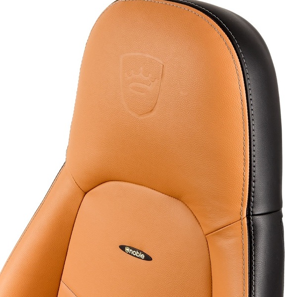 Zdjęcie produktu: Fotel noblechairs ICON, naturalna skóra, koniakowy / czarny, szare obszycie, NBL-ICN-RL-CBK