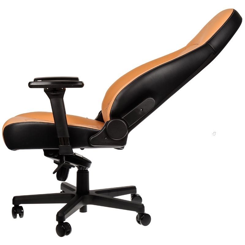 Fotel noblechairs ICON, naturalna skóra, koniakowy / czarny, szare obszycie, NBL-ICN-RL-CBK