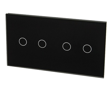 Miniatura produktu: Touchme Duży panel 86x158mm szklany, 2 x przycisk podwójny, czarny TM702702B