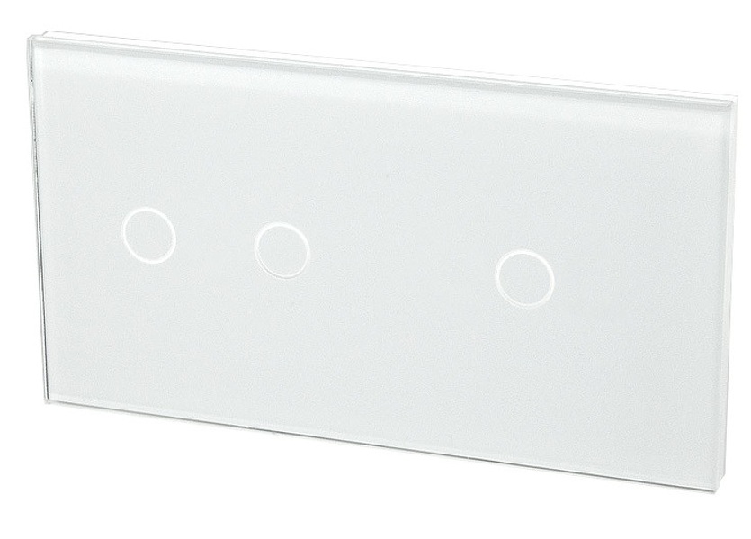 Zdjęcie produktu: Touchme Duży panel 86x158mm szklany, 1 x przycisk podwójny, 1 x przycisk pojedynczy, biały TM702701W