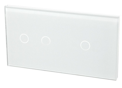 Miniatura produktu: Touchme Duży panel 86x158mm szklany, 1 x przycisk podwójny, 1 x przycisk pojedynczy, biały TM702701W