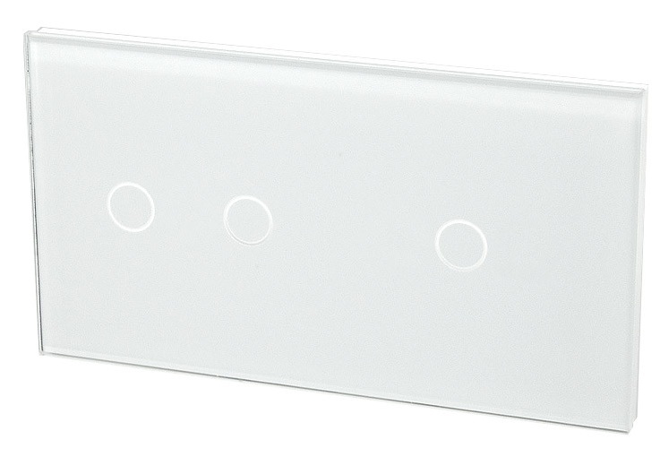 Touchme Duży panel 86x158mm szklany, 1 x przycisk podwójny, 1 x przycisk pojedynczy, biały TM702701W