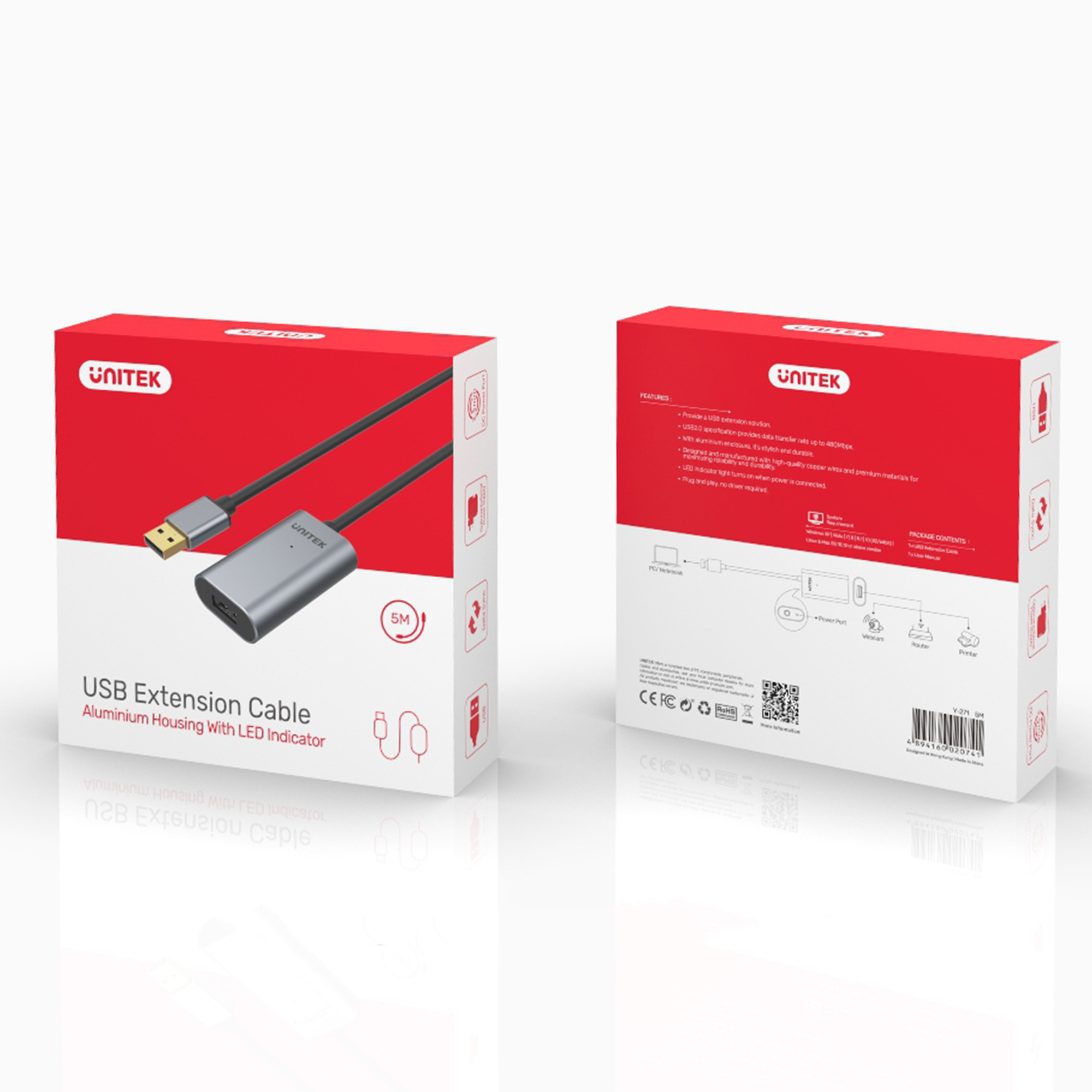 Unitek Wzmacniacz sygnału USB 2.0 5M Y-271