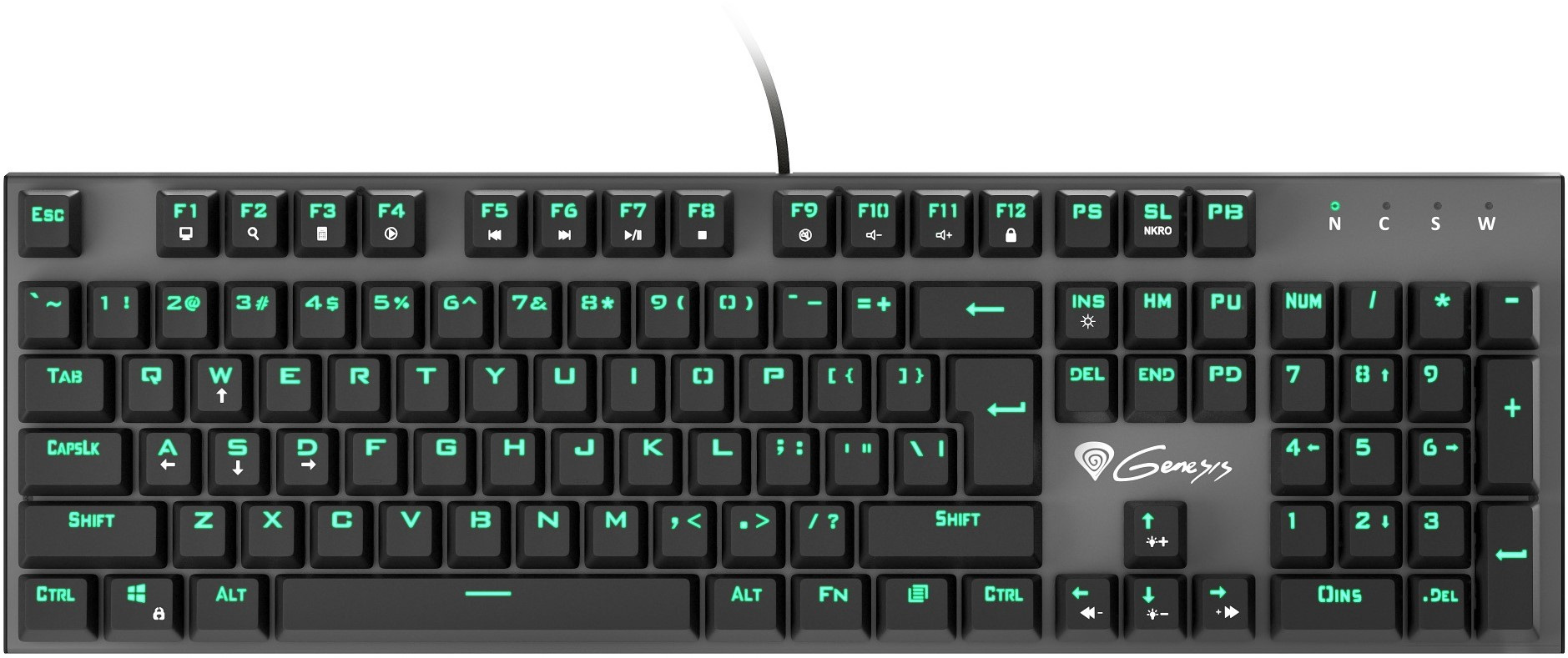 Klawiatura Mechaniczna Genesis Thor 300 US, zielone podświetlenie, Outemu Blue (NKG-0947)