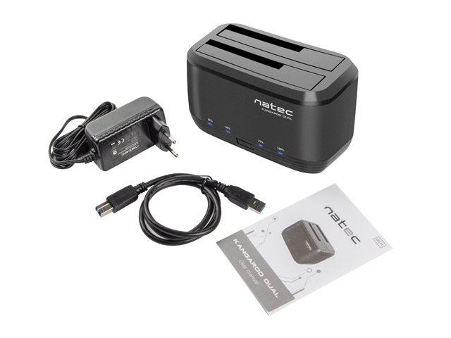 Stacja dokująca Natec Kangaroo Dual 2.5"/3.5" SATA Black USB 3.0 z zasilaczem (NSD-0955)