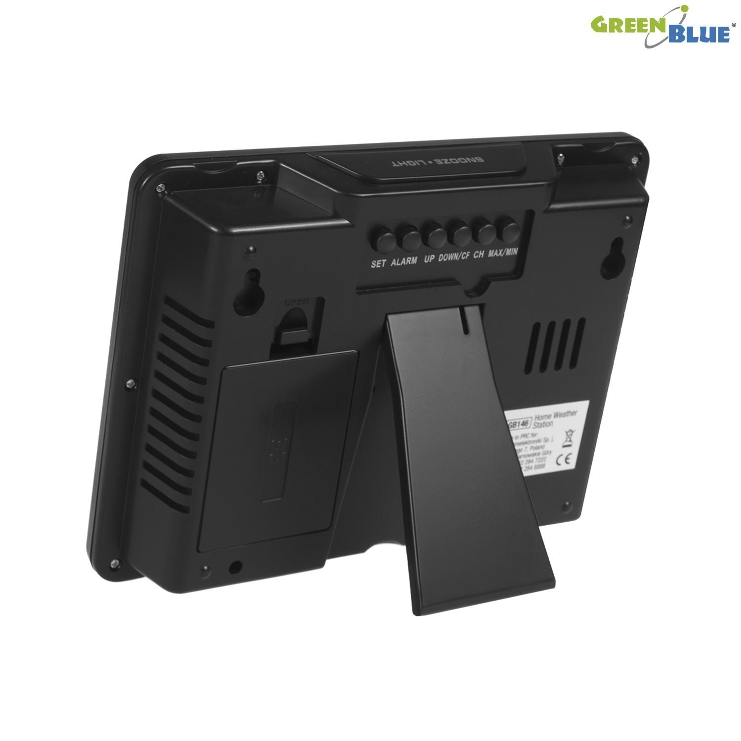 Stacja pogody GreenBlue GB146B black bezprzewodowa IN/OUT fazy księżyca