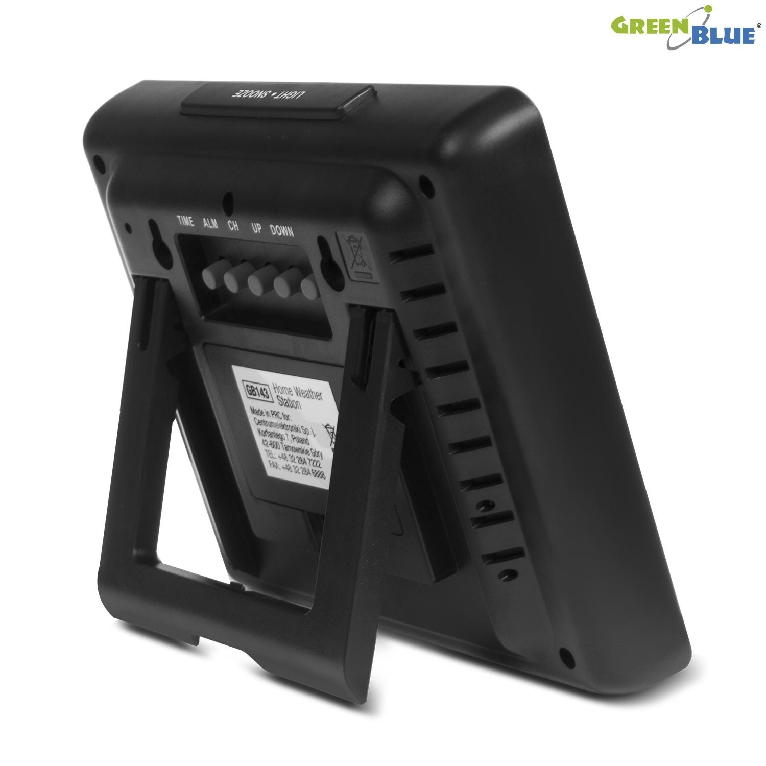 Stacja pogody GreenBlue GB143 black bezprzewodowa DCF fazy księżyca