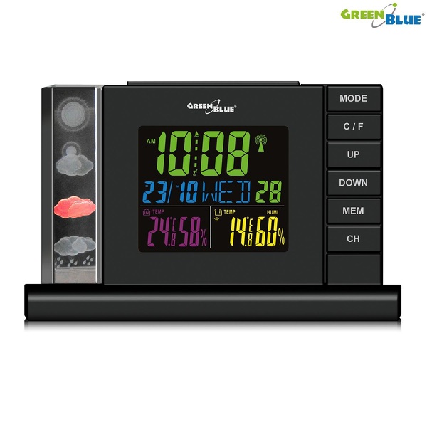 Zdjęcie produktu: Stacja pogody GreenBlue GB141 black bezprzewodowa DCF IN/OUT ładowarka 3D Crystal
