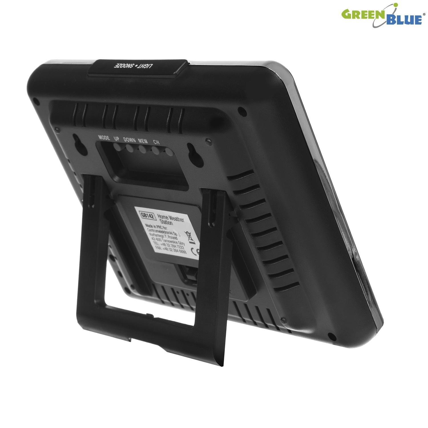 Stacja pogody GreenBlue GB142 black bezprzewodowa IN/OUT temperatura wilgotność ładowarka USB