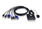 ATEN Przełącznik KVM CS22U-A7 2-portowy USB VGA z kablowym przełączaniem portów