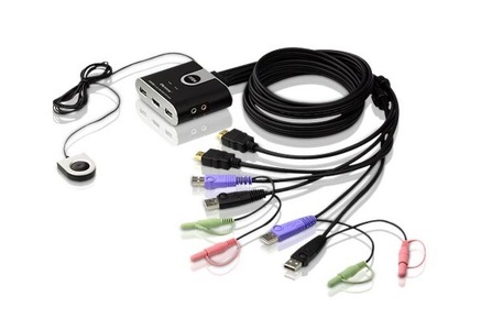 Miniatura produktu: ATEN Przełącznik KVM CS692-AT 2-portowy USB HDMI/Audio z kablowym przełączaniem portów