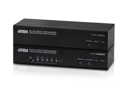 Miniatura produktu: ATEN Extender KVM CE775-AT-G USB VGA Dual View Kat 5 z Deskew (1280 x 1024@300m)