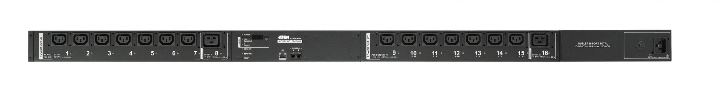 Miniatura produktu: ATEN Listwa PDU PE6216G-AX-G 16A 16-gniazd Pomiary/Kontrola listwy,eco PDU