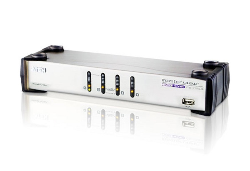 Zdjęcie produktu: ATEN Przełącznik KVM CS1744C-AT 4-portowy USB VGA Dual Display/Audio Zdjęcie produktu: ATEN Przełącznik KVM CS1744C-AT 4-portowy USB VGA Dual Display/Audio