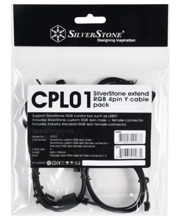 Zdjęcie produktu: SilverStone CPL01 (SST-CPL01) przedłużacz i rozgałęziacz zasilania RGB 4pin