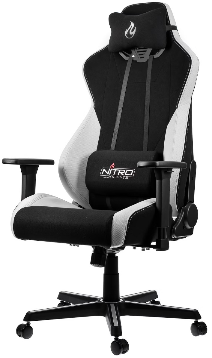 Fotel gamingowy Nitro Concepts S300 Radiant White, Czarno-biały Fotel gamingowy Nitro Concepts S300 Radiant White, Czarno-biały