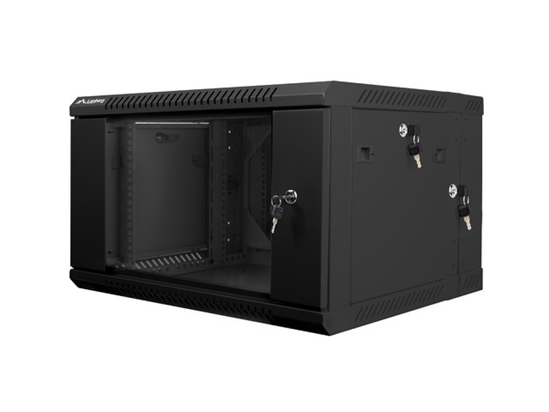 Zdjęcie produktu: Szafa instalacyjna Rack wisząca dwusekcyjna 19" 6U 600X600 czarna Flat pack Lanberg (WF02-6606-10B)