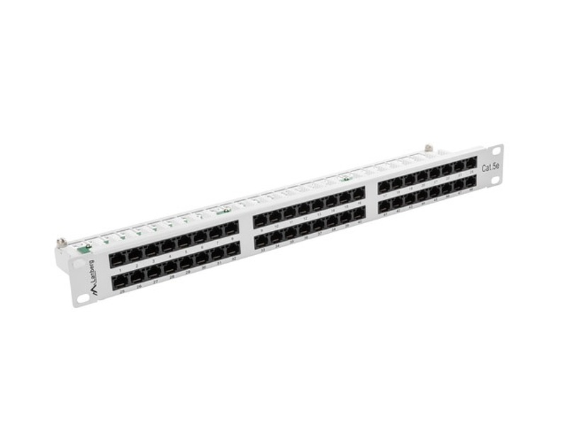 Zdjęcie produktu: Patch Panel 48 Port 1U Kat.5E szary Lanberg (PPU5-1048-S)