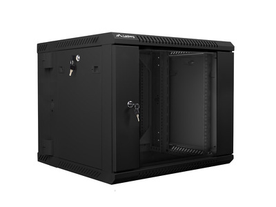 Miniatura produktu: Szafa instalacyjna Rack wisząca dwusekcyjna 19" 9U 600X600 czarna Flat pack Lanberg (WF02-6609-10B)