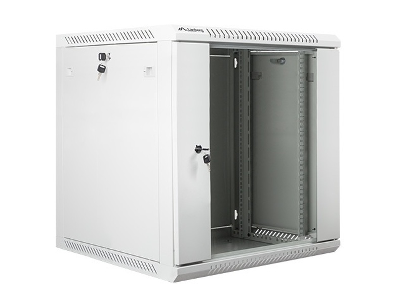 Zdjęcie produktu: Szafa instalacyjna Rack wisząca 19" 12U 600X600 szara Flat pack Lanberg (WF01-6612-10S)