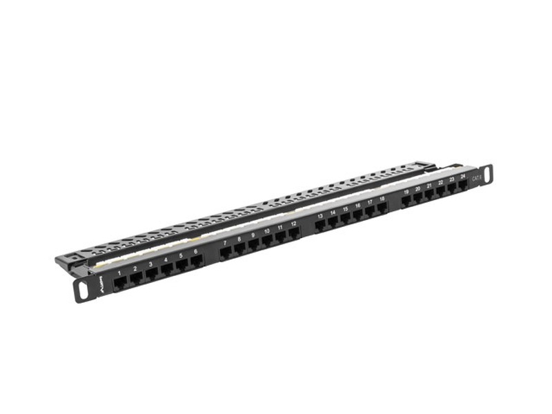 Zdjęcie produktu: Patch Panel 24 Port 0.5U Kat.6 czarny Lanberg (PPU6-0024-B)