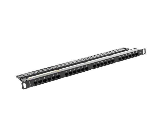Patch Panel 24 Port 0.5U Kat.6 czarny Lanberg (PPU6-0024-B)