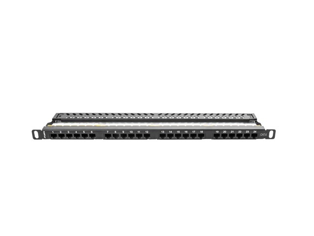 Patch Panel 24 Port 0.5U Kat.6 czarny Lanberg (PPU6-0024-B)