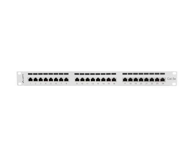 Patch Panel 24 Port 1U Kat.5E ekranowany szary Lanberg (PPS5-1024-S)