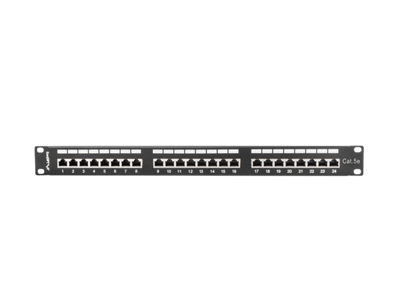 Zdjęcie produktu: Patch Panel 24 Port 1U Kat.5E ekranowany czarny Lanberg (PPS5-1024-B)