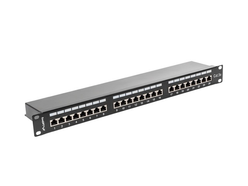 Zdjęcie produktu: Patch Panel 24 Port 1U Kat.5E ekranowany czarny Lanberg (PPS5-1024-B)