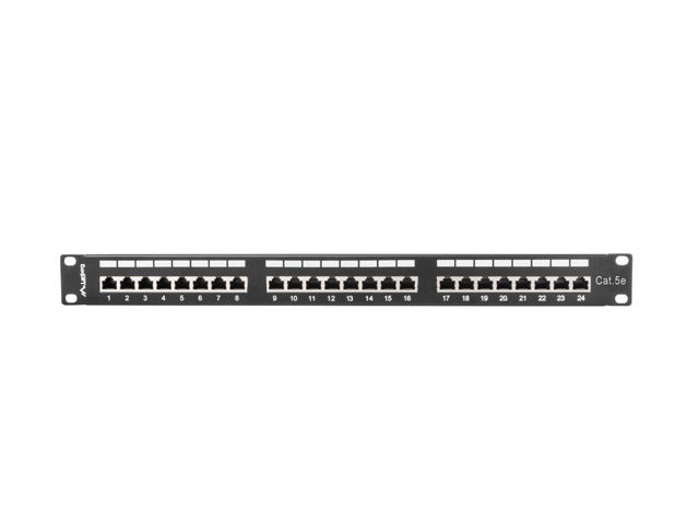 Patch Panel 24 Port 1U Kat.5E ekranowany czarny Lanberg (PPS5-1024-B)