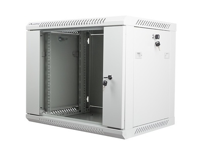 Miniatura produktu: Szafa instalacyjna Rack wisząca 19" 9U 600X450 szara Flat pack V2 Lanberg  (WF01-6409-10S)